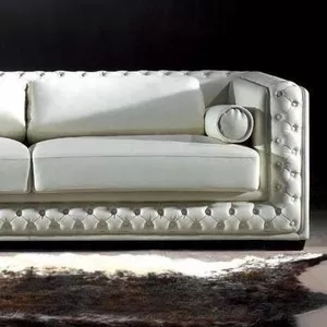 Кожаный белый диван Версаль в классическом стиле