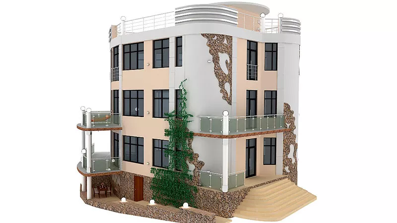 3Д дизайн фасадов домов,  коттеджей в Крыму,  декор, Фасадные работы 5