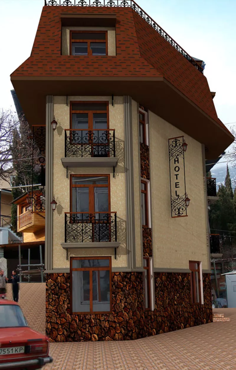 3Д дизайн фасадов домов,  коттеджей в Крыму,  декор, Фасадные работы 7